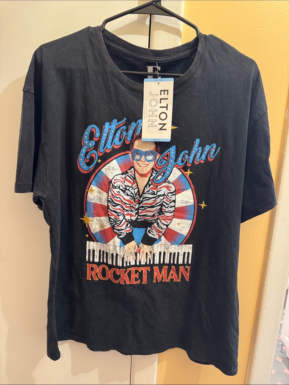 Elton John Rocket Man Graphic Tee - Black